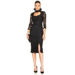 ALEXIS Fiorenza Mock-Neck Fitted Lace Cocktail Dress